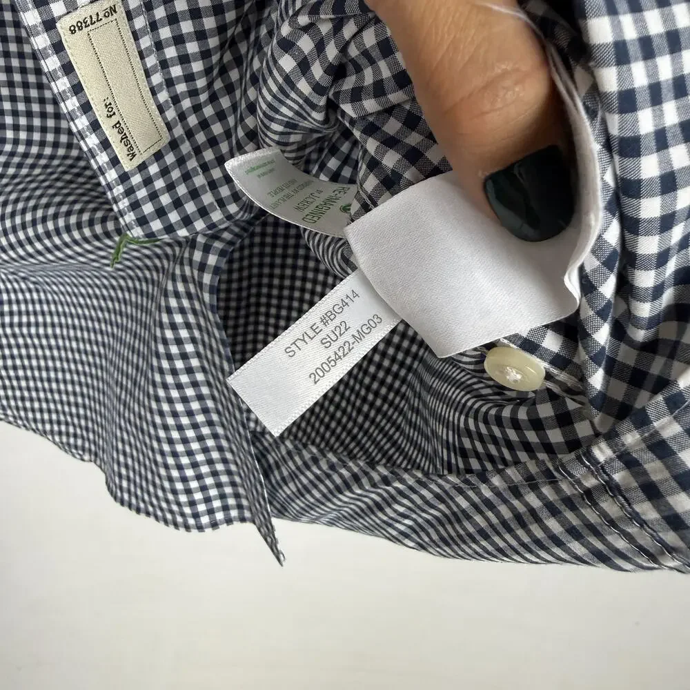 J.Crew Cotton Classic Button Down Shirt Gingham Blue White - XLT XL Tall